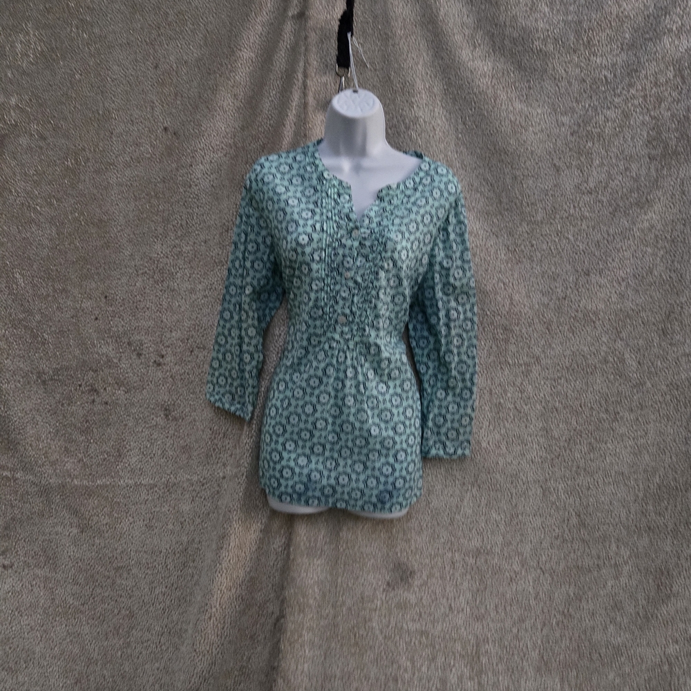 Talbots Teal Floral Blouse